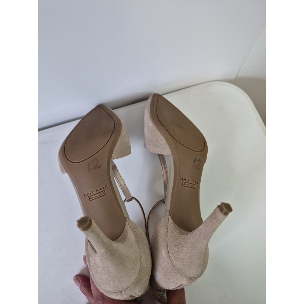 Cole Haan Grand Womens Suede Ankle Strap Pointed Toe Heels Beige Size 7.5B, GUC! - Picture 4 of 7